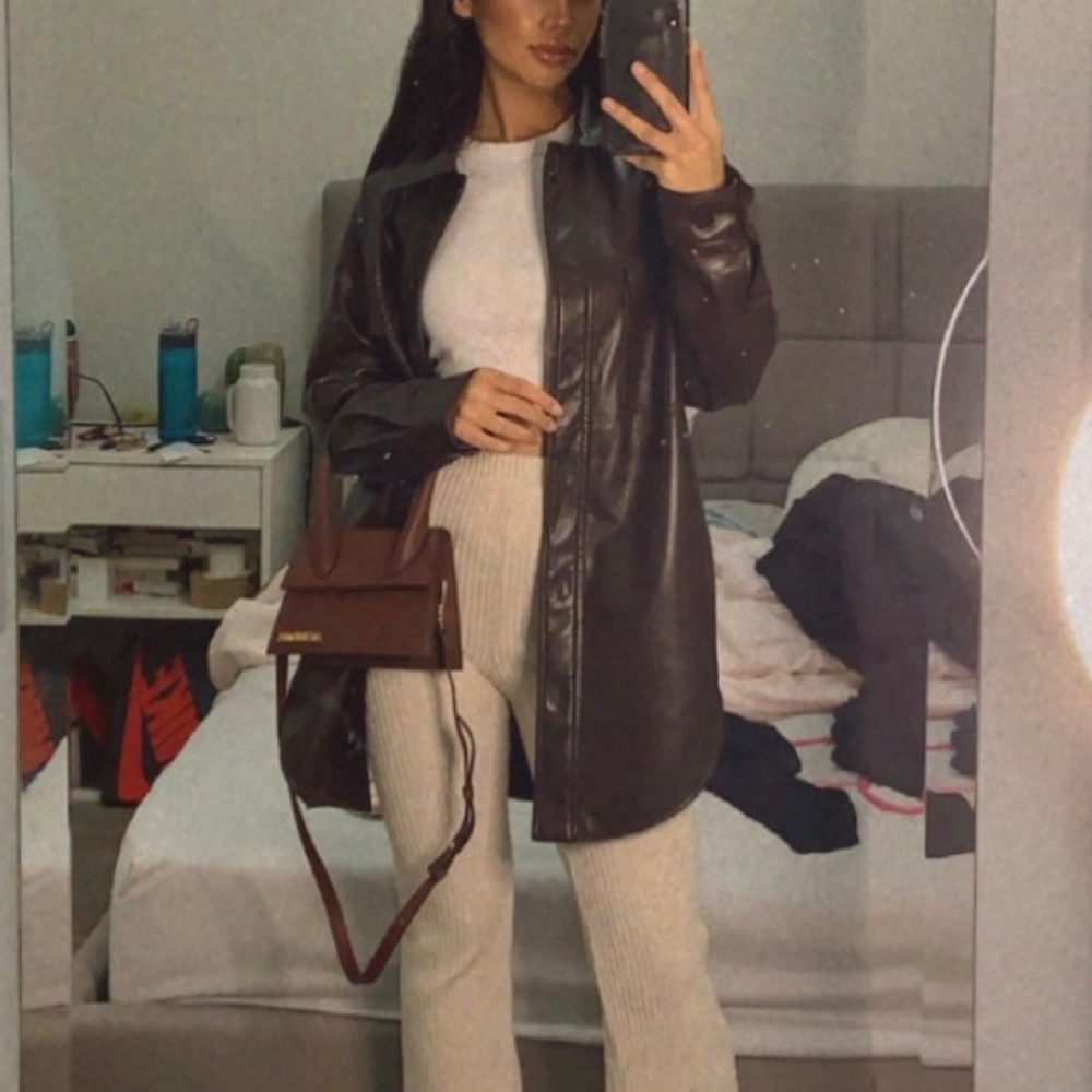 Aritzia Ganna Leather Shirt Jacket